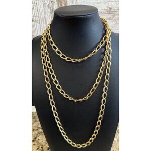 Monet Necklace Long Goldtone Single Strand 54”